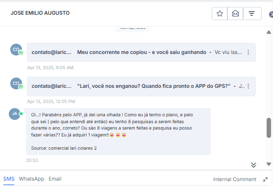 Interface do Sistema GPS em funcionamento